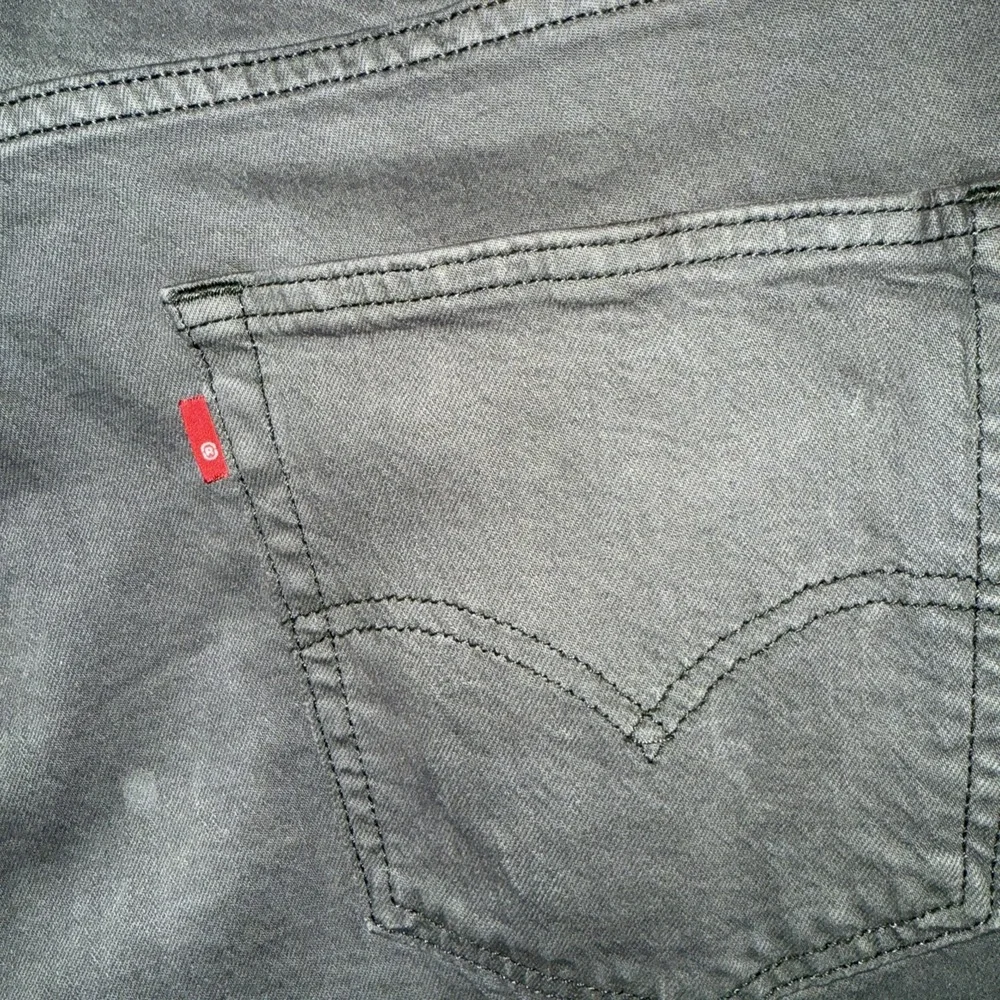 Levis 505 Regular Fit Denim Gray Jeans (38x25 CUSTOM) White Tab Straight Stretch